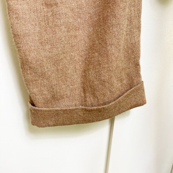 Massimo Dutti Tan / Camel Trouser with Front Pleats, Pockets, Elastic Waist Sz 6 - Picture 7 of 11